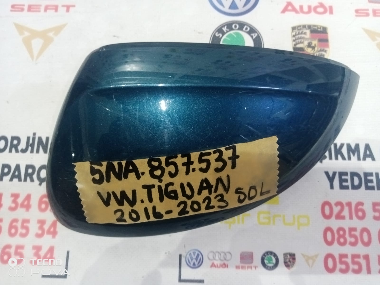 VOLKSWAGEN TİGUAN 2015-2023 SOL AYNA KAPAĞI 5NA857537